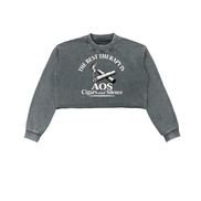 Arts Of Smoke Ladies Snow Washed Raw Edge Cropped Sweatshirt