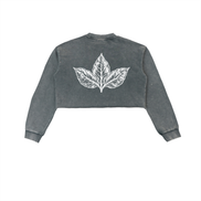 Arts Of Smoke Ladies Snow Washed Raw Edge Cropped Sweatshirt