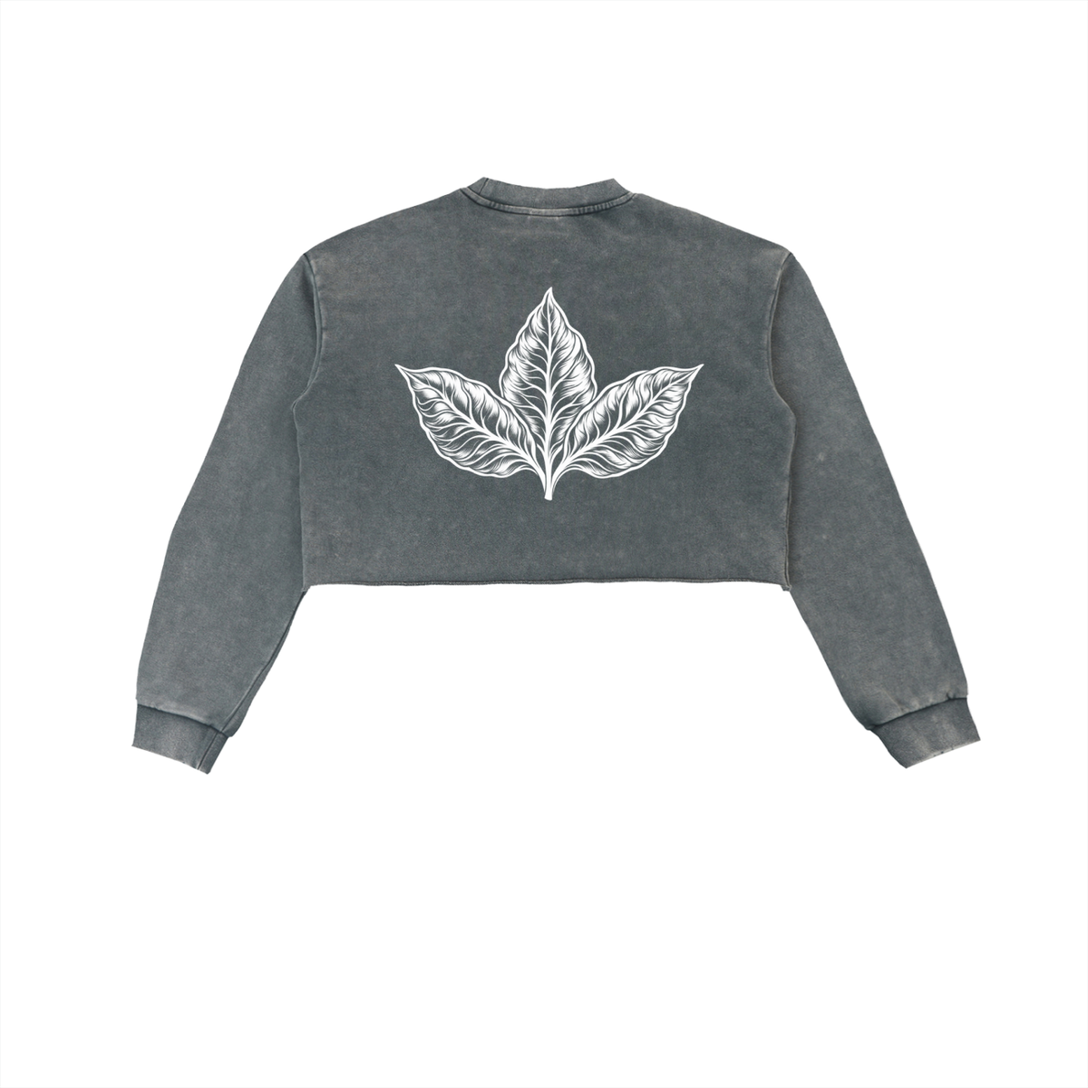 Arts Of Smoke Ladies Snow Washed Raw Edge Cropped Sweatshirt
