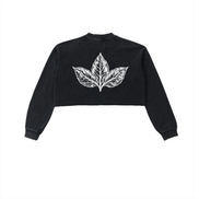 Arts Of Smoke Ladies Snow Washed Raw Edge Cropped Sweatshirt