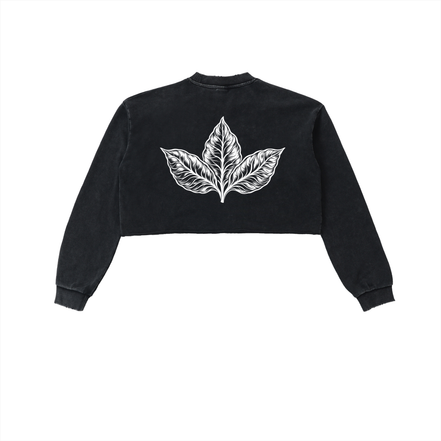 Arts Of Smoke Ladies Snow Washed Raw Edge Cropped Sweatshirt