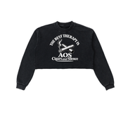 Arts Of Smoke Ladies Snow Washed Raw Edge Cropped Sweatshirt