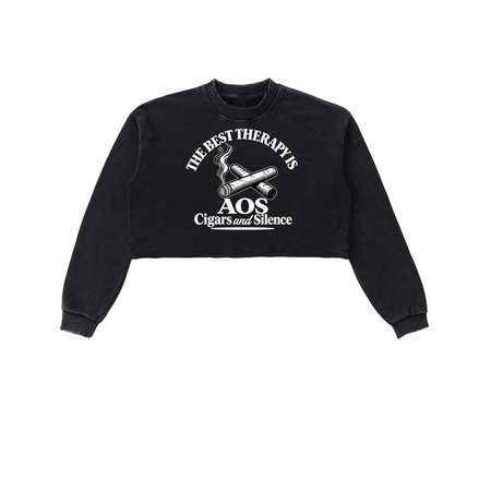 Arts Of Smoke Ladies Snow Washed Raw Edge Cropped Sweatshirt