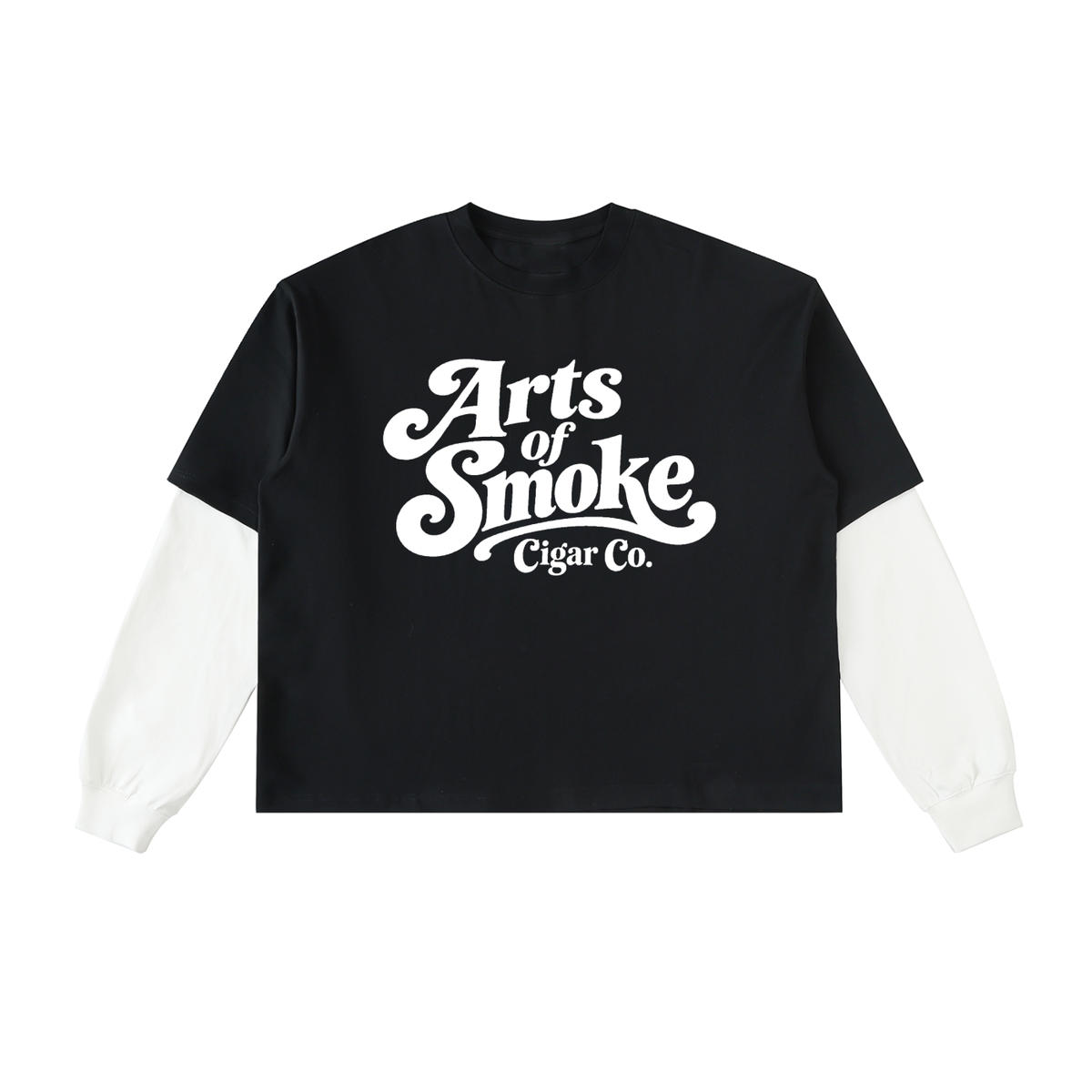 Arts Of Smoke Layered Contrast Sleeve Cotton T-Shirt