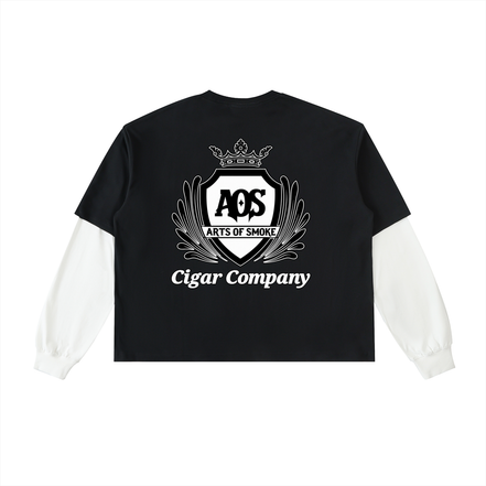 Arts Of Smoke Layered Contrast Sleeve Cotton T-Shirt
