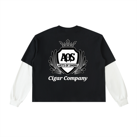 Arts Of Smoke Layered Contrast Sleeve Cotton T-Shirt