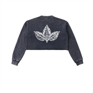 Arts Of Smoke Ladies Snow Washed Raw Edge Cropped Sweatshirt
