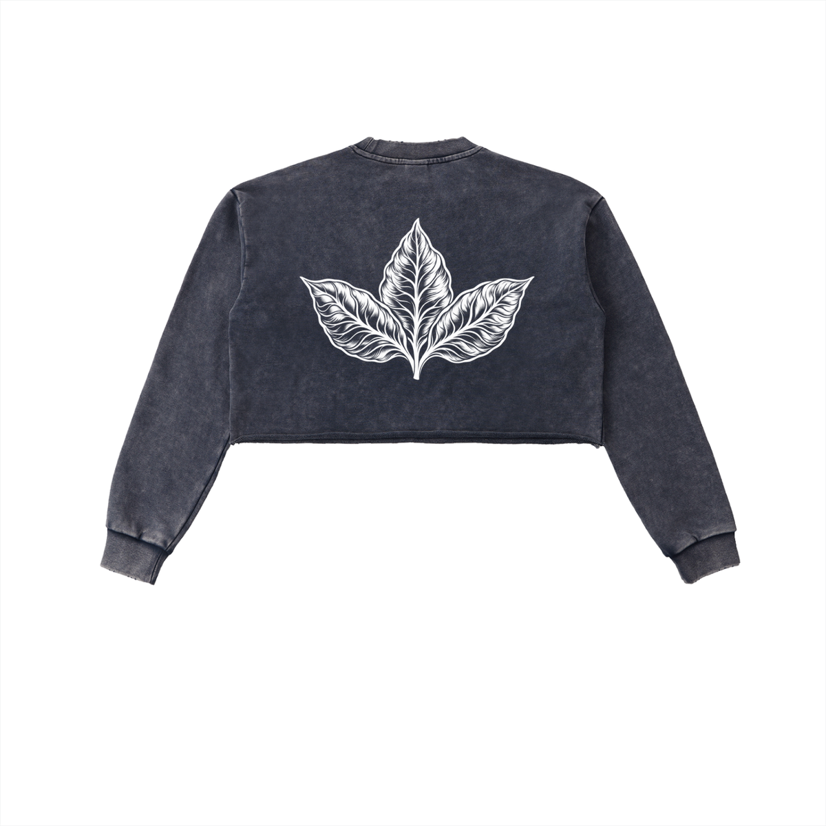 Arts Of Smoke Ladies Snow Washed Raw Edge Cropped Sweatshirt