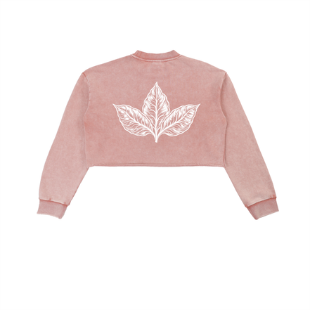 Arts Of Smoke Ladies Snow Washed Raw Edge Cropped Sweatshirt
